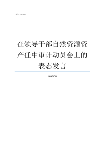 在领导干部自然资源资产任中审计动员会上的表态发言领导干部自然资源资产