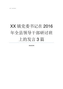 XX镇党委书记在2016年全县领导干部研讨班上的发言3篇XX20