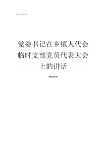 党委书记在乡镇人代会临时支部党员代表大会上的讲话党委书记在人代会上的讲话