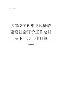 乡镇2016年党风廉政建设社会评价工作总结及下一步工作打算