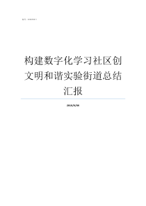 构建数字化学习社区创文明和谐实验街道总结汇报