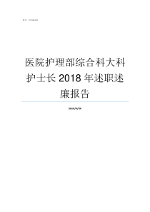 医院护理部综合科大科护士长2018年述职述廉报告医务科管不管护理部