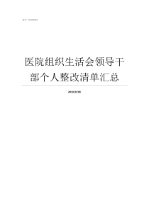 医院组织生活会领导干部个人整改清单汇总