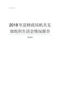 2018年县财政局机关支部组织生活会情况报告县财政局