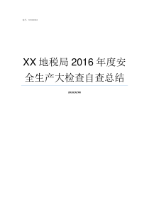 XX地税局2016年度安全生产大检查自查总结不XX年