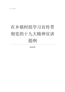 在乡镇村组学习宣传贯彻党的十九大精神宣讲提纲