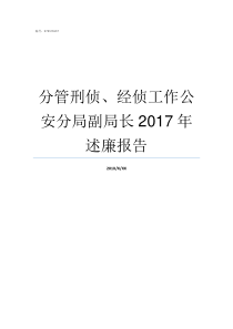 分管刑侦经侦工作公安分局副局长2017年述廉报告刑侦和经侦哪个严重