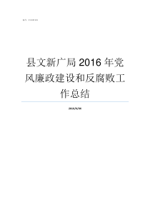 县文新广局2016年党风廉政建设和反腐败工作总结文广新局怎么样