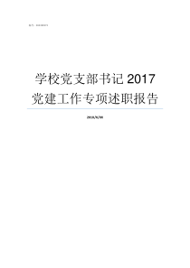 学校党支部书记2017党建工作专项述职报告学校党支部书记的职责