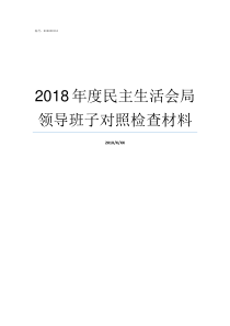 2018年度民主生活会局领导班子对照检查材料