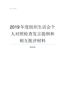 2019年度组织生活会个人对照检查发言提纲和相互批评材料2019年学校组织生活方案