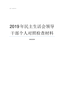 2019年民主生活会领导干部个人对照检查材料2019民生生活会发言稿