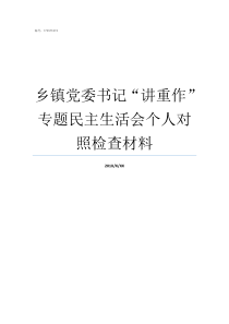 乡镇党委书记讲重作专题民主生活会个人对照检查材料