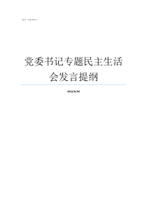 党委书记专题民主生活会发言提纲