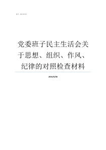 党委班子民主生活会关于思想组织作风纪律的对照检查材料党委班子个人征求意见