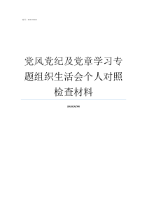 党风党纪及党章学习专题组织生活会个人对照检查材料