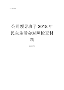 公司领导班子2018年民主生活会对照检查材料国家新任领导班子2018简介