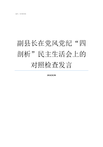 副县长在党风党纪四剖析民主生活会上的对照检查发言党性党风党纪