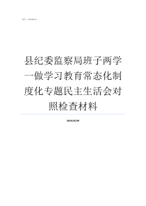 县纪委监察局班子两学一做学习教育常态化制度化专题民主生活会对照检查材料