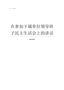 在参加下属单位领导班子民主生活会上的讲话领导到下属单位调研