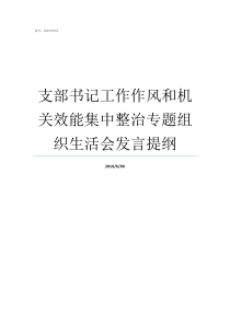 支部书记工作作风和机关效能集中整治专题组织生活会发言提纲支部书记怎么产生