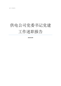 供电公司党委书记党建工作述职报告宁波供电公司党委书记