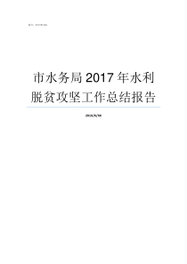 市水务局2017年水利脱贫攻坚工作总结报告