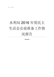 水利局2016年度民主生活会会前准备工作情况报告水利局怎么样