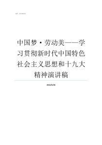 中国梦劳动美学习贯彻新时代中国特色社会主义思想和十九大精神演讲稿中国梦