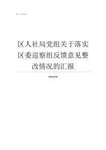 区人社局党组关于落实区委巡察组反馈意见整改情况的汇报