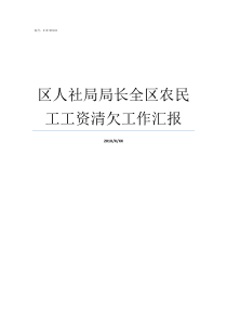 区人社局局长全区农民工工资清欠工作汇报人社局