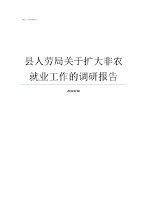 县人劳局关于扩大非农就业工作的调研报告劳监局