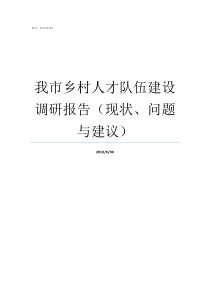 我市乡村人才队伍建设调研报告现状问题与建议乡村人才队伍建设措施