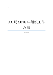 XX局2016年组织工作总结不XX年