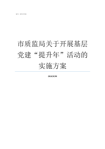 市质监局关于开展基层党建提升年活动的实施方案市质监局计量所怎么样