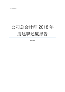 公司总会计师2018年度述职述廉报告