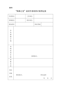 “西部之光”访问学者培养计划登记表