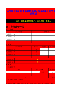 大学生创业计划书版之销售计划、现金流量计划等自动生成模板(通用版)20150513