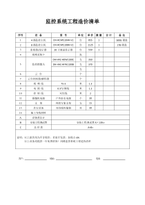 监控系统工程造价清单