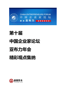 第十届中国企业家论坛亚布力年会精彩观点集纳