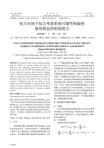 电力市场下综合考虑系统可靠性和旋转备用效益的机组组合