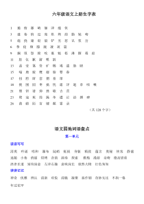 六年级语文上下册生字词语表