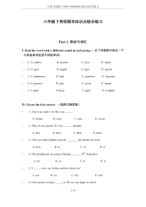 牛津上海版六年级下英语期末知识点综合练习