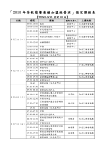 XXXX年茶饮简餐连锁加盟经营班预定课程表