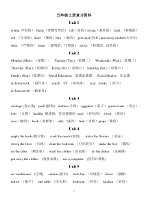 小学英语五年级上册单词句子复习资料