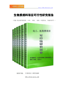 生物质燃料项目可行性研究报告(专业经典案例)