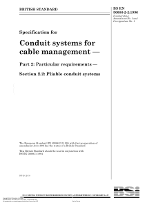 BSEN50086221996电气设施的导管系统第22部分可弯曲导管系统的特殊要求