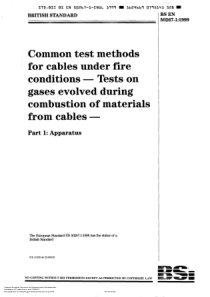 BSEN5026711998在着火条件下电缆的一般测试方法电缆材料燃烧过程中放出气体的试验第1部分装