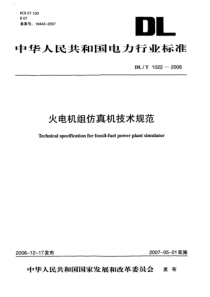 DLT10222006火电机组仿真机技术规范