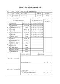 砖砌体工程检验批质量验收记录表